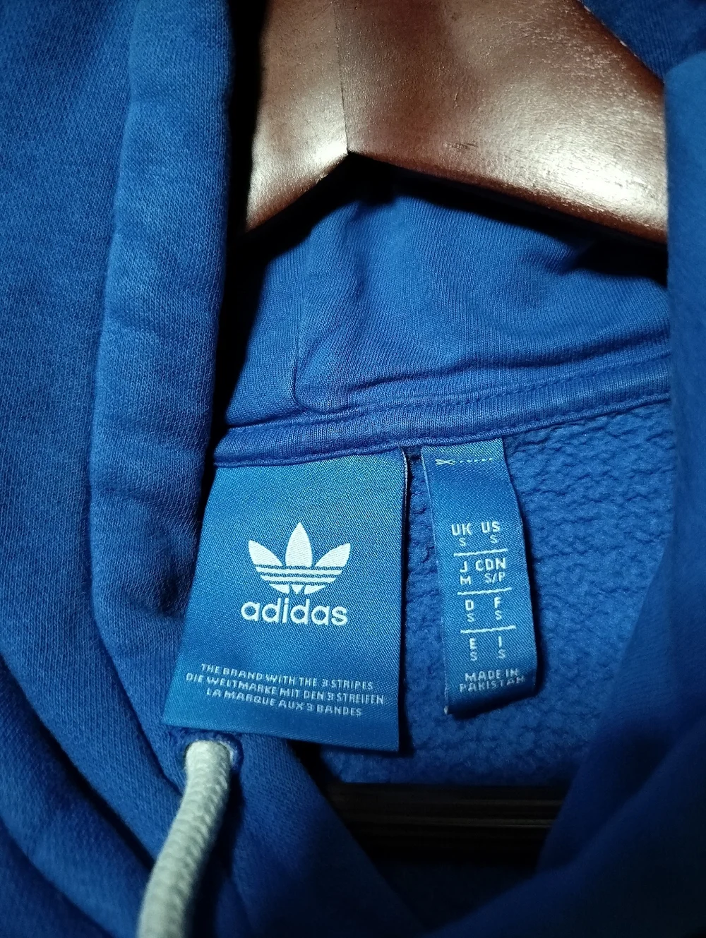 Classic adidas Vibrant Blue Crewneck Trefoil Logo Pullover Hoodie - Small